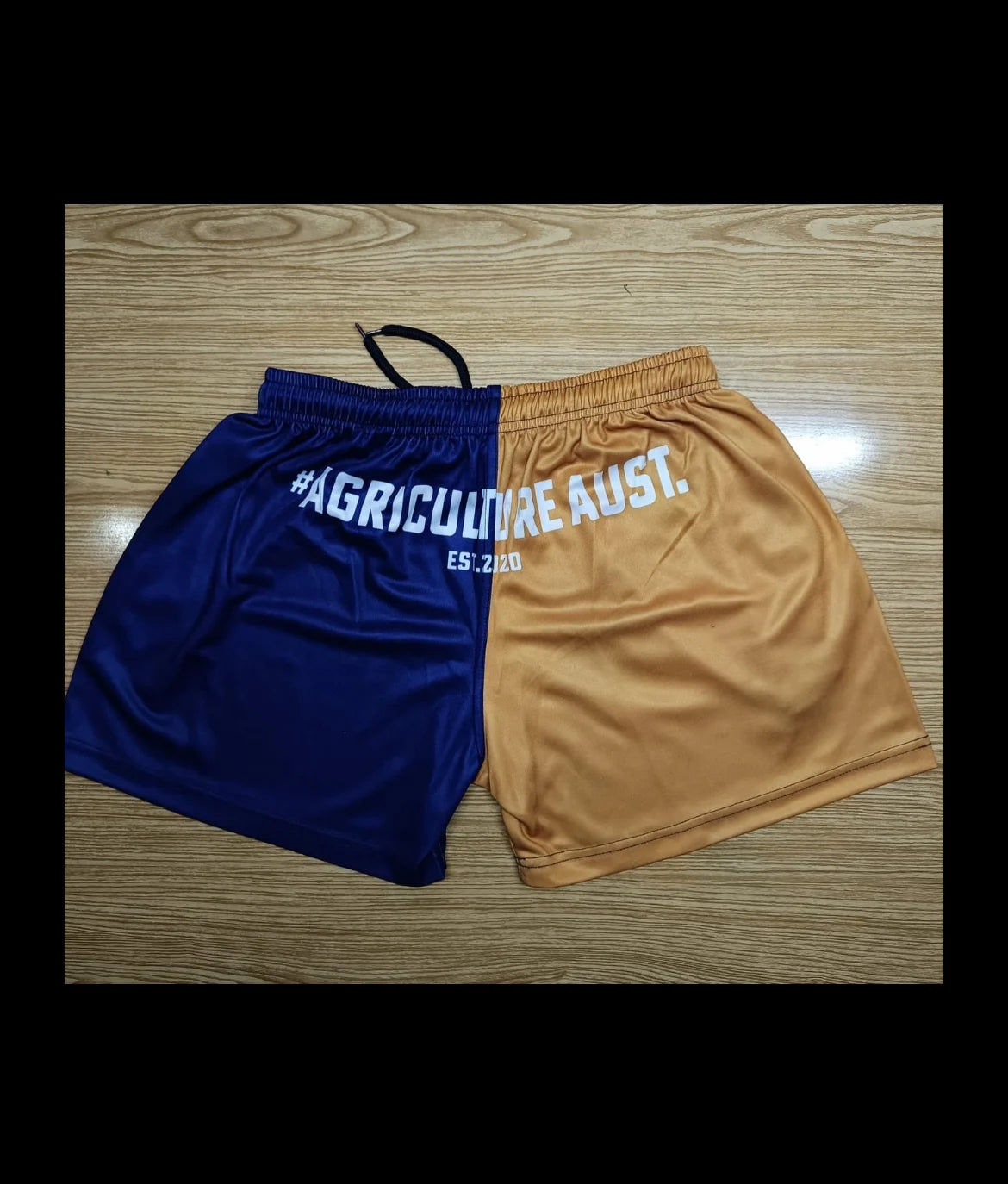Footy Shorts - Navy/Gold Zip Pockets