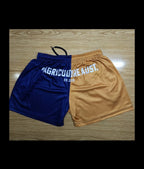 Footy Shorts - Navy/Gold Zip Pockets