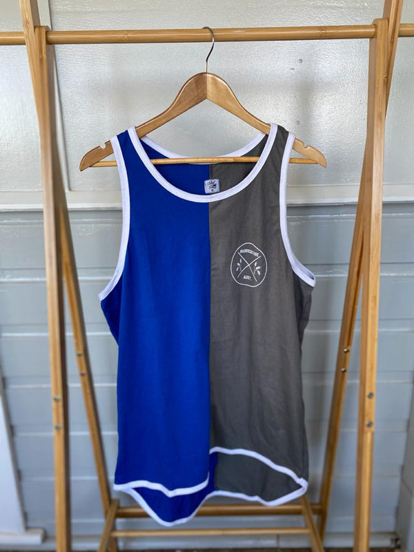Blue and smoke grey shearing singlet