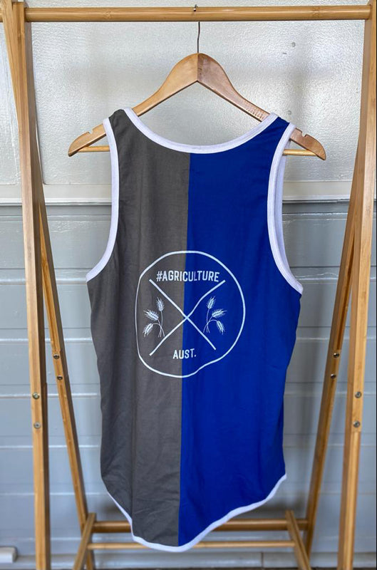 Blue and smoke grey shearing singlet