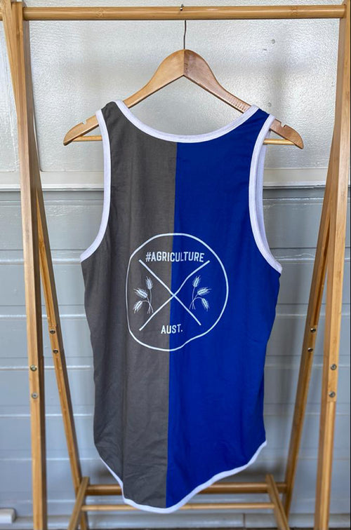 Blue and smoke grey shearing singlet