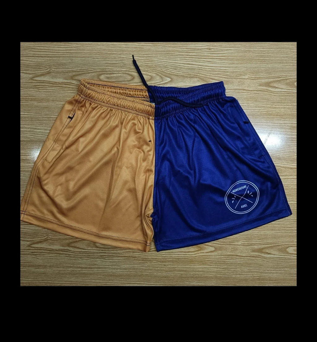 Footy Shorts - Navy/Gold Zip Pockets
