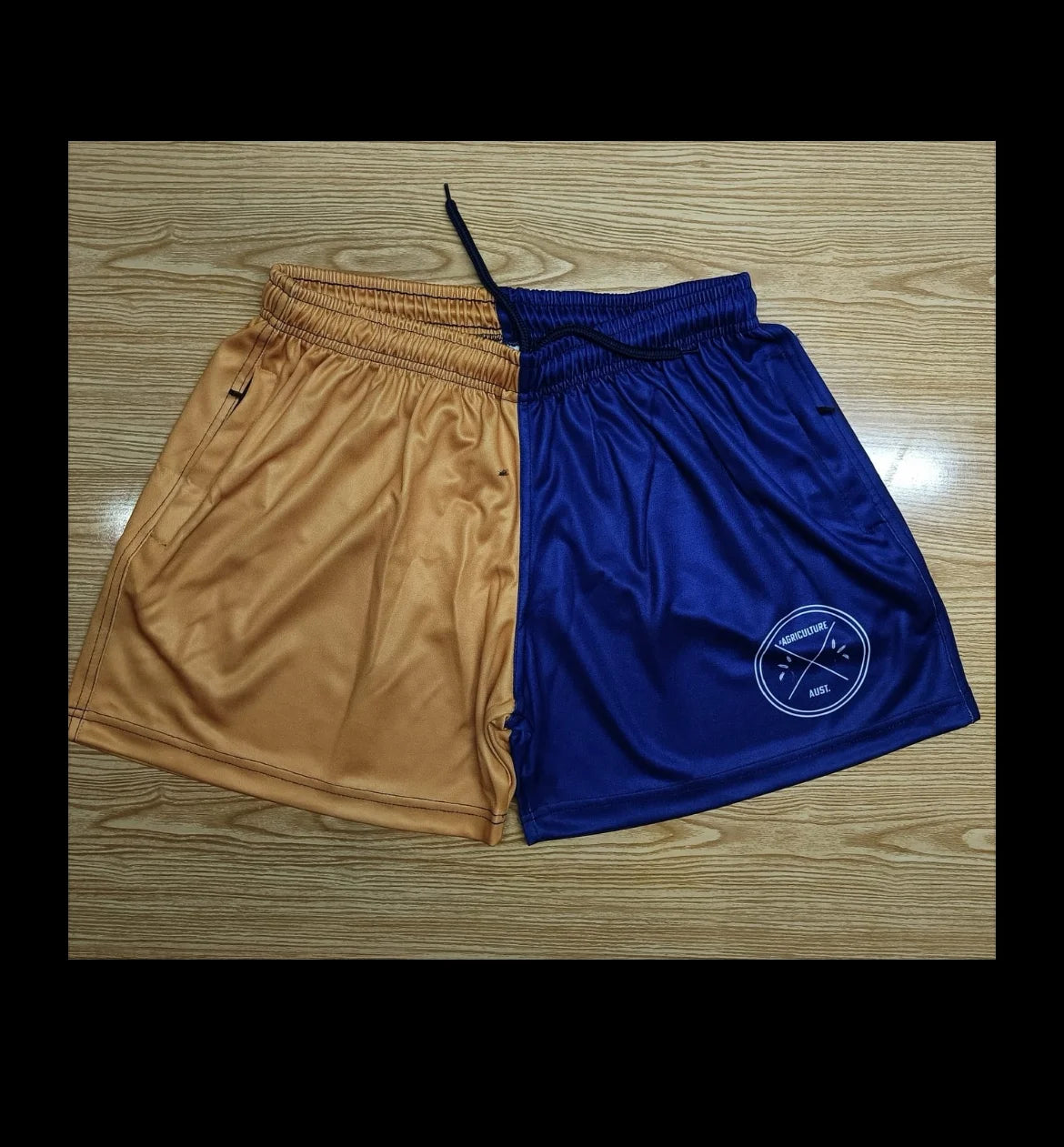Footy Shorts - Navy/Gold Zip Pockets