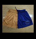 Footy Shorts - Navy/Gold Zip Pockets