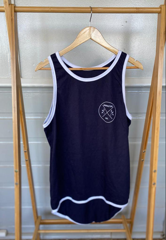 Navy shearing singlet